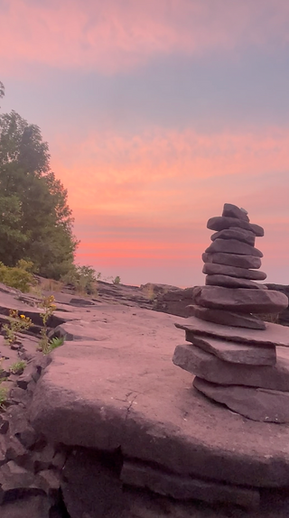 Cairns at Sunset on Lake Suprior