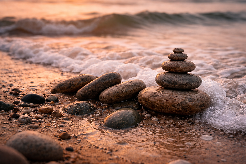 Cairns along the Ocean