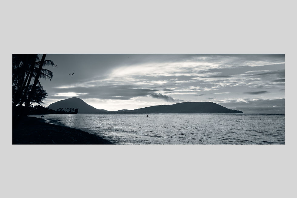 サムネイル： 写真,ハワイ,インテリアフォト,海,ビーチ,ヤシの木,砂浜,オアフ島,カワイクイ,トロピカル,リゾート,南の島,南国,横長,アート,額入り,ギャラリー,IGREBOW,額装,額縁,おしゃれ,手漉き和紙,和モダン,プレゼント,和室