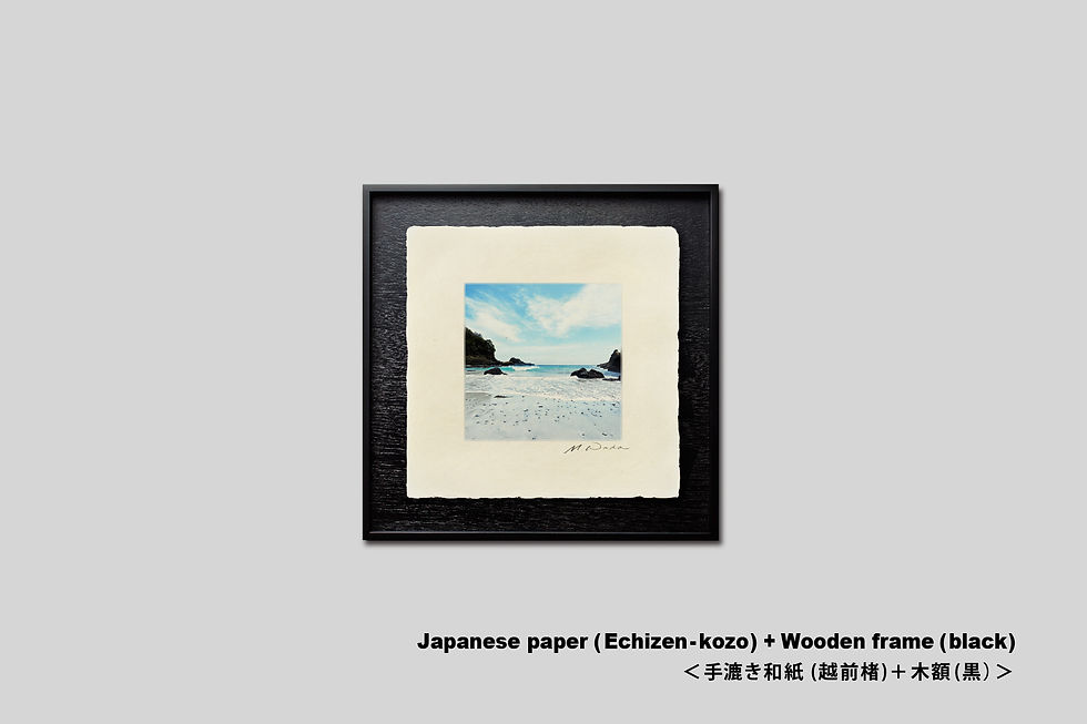 サムネイル： 海,写真,インテリアフォト,砂浜,ビーチ,波打ち際,風景,おしゃれ,プレゼント,手漉き和紙,和モダン,和室,アート,額入り,ギャラリー,壁掛け,額装,額縁,写真販売,IGREBOW