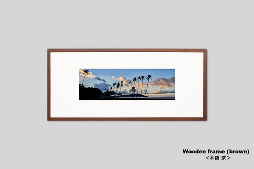 写真|ハワイ 海 ヤシの木|インテリアフォト トロピカル 額入り 横長