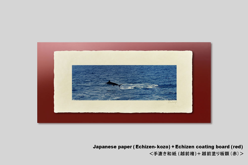 サムネイル： 写真,カジキ,ジャンプインテリアフォト,海,夏,マーリン,手漉き和紙,和モダン,和室,横長,アート,額入り,ギャラリー,IGREBOW,写真販売,写真を飾る,額装,額縁,おしゃれ,プレゼント