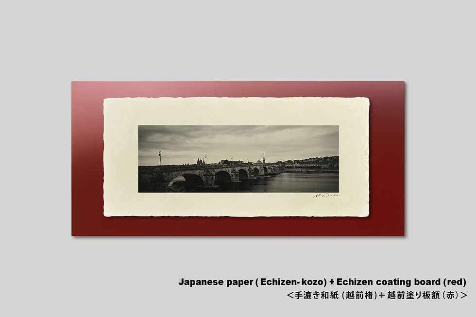 サムネイル： フランス,写真,インテリアフォト,モノクロ,風景,ロワール川,街並み,橋,アート,額入り,額装,額縁,おしゃれ,手漉き和紙,アルミ額,木製額,越前塗り