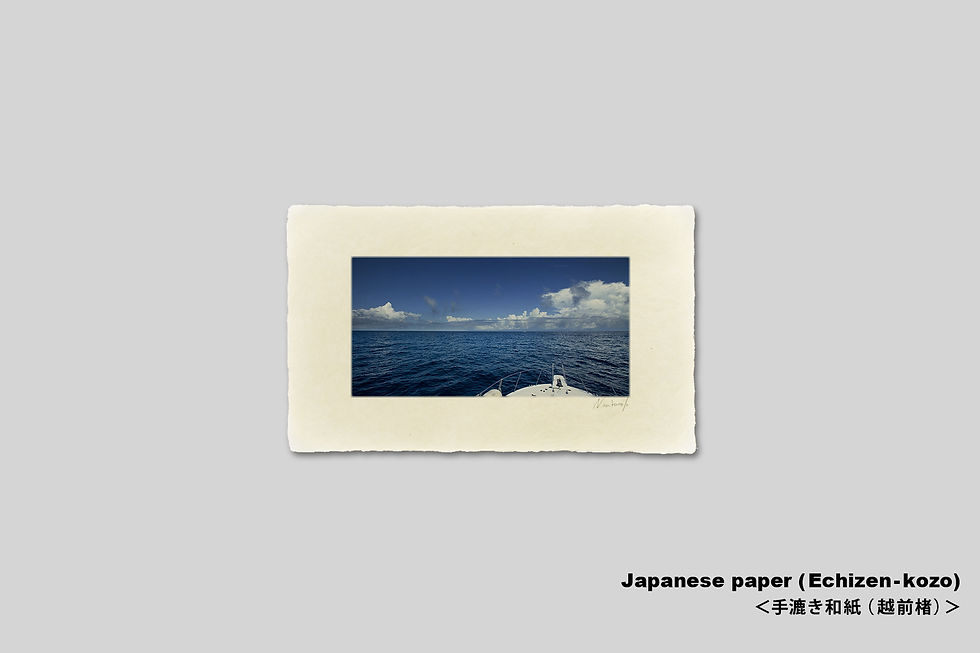 サムネイル： 写真,海,アート,インテリア,IGREBOW,手漉き和紙,伊豆,夏,水平線,青い空,ボート,和モダン,和室,ギャラリー,写真販売,額入り,額装,額縁,プレゼント,新築祝い,GallerySB