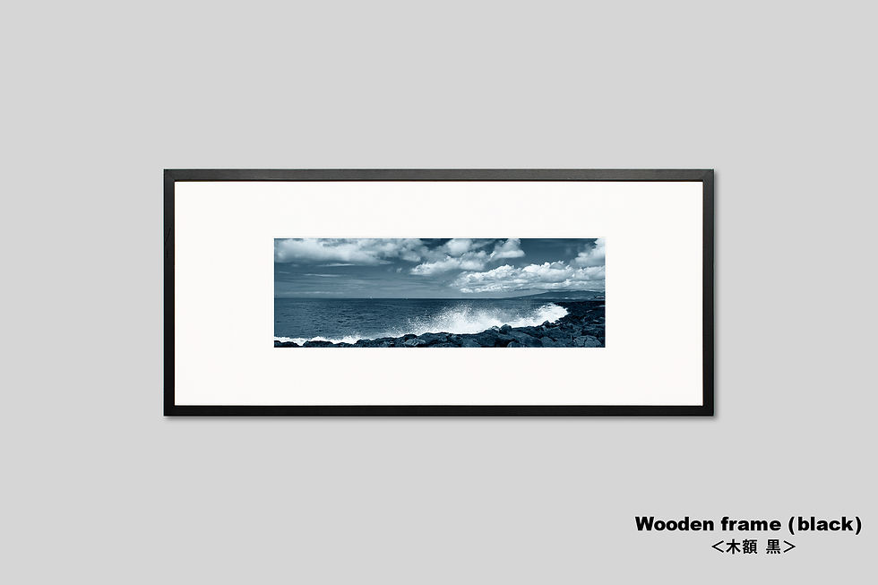 サムネイル： 写真,ハワイ,インテリアフォト,海,波,岸壁,オアフ島,ワイキキ,トロピカル,リゾート,南の島,南国,横長,アート,額入り,ギャラリー,IGREBOW,額装,額縁,おしゃれ,手漉き和紙,和モダン,プレゼント,和室