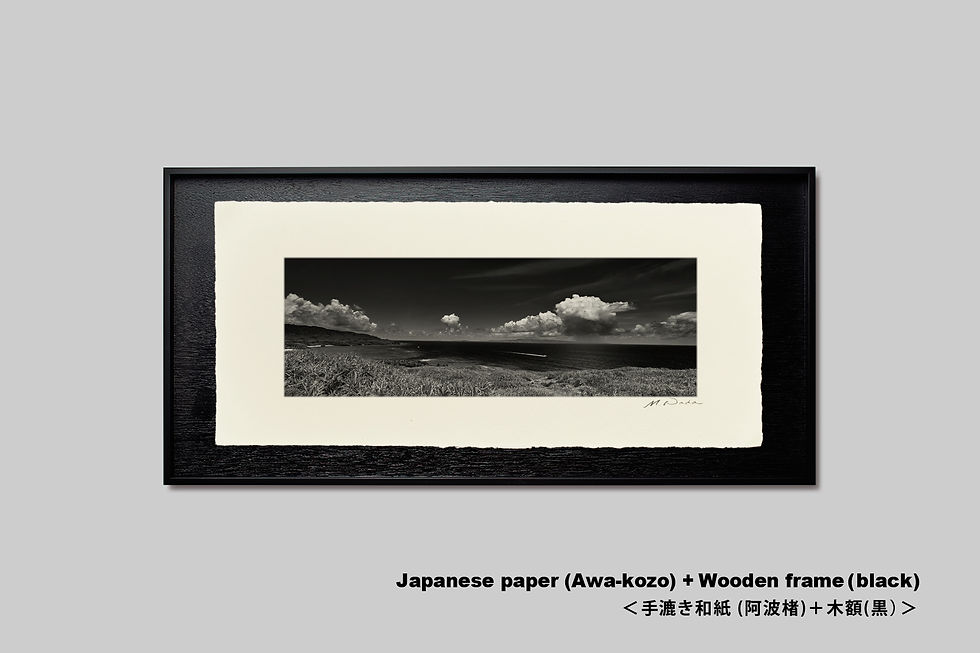 サムネイル： 写真,沖縄,石垣島,海の写真,御神崎,海,空,夏空,ビーチ,砂浜,モノクロ,横長,額入り,インテリアフォト,アート,オリジナルプリント,壁掛け