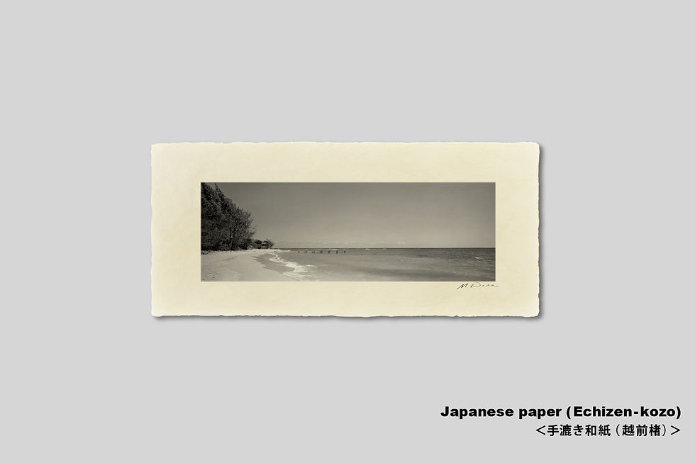 サムネイル： 写真,ハワイ,海,インテリアフォト,ビーチ,砂浜,浜辺,波,風景,オアフ島,トロピカル,リゾート,南の島,南国,アート,額入り,額装,手漉き和紙,オリジナルプリント,モノクロ,横長,フレーム,おしゃれ,プレゼント,壁掛け,壁飾り
