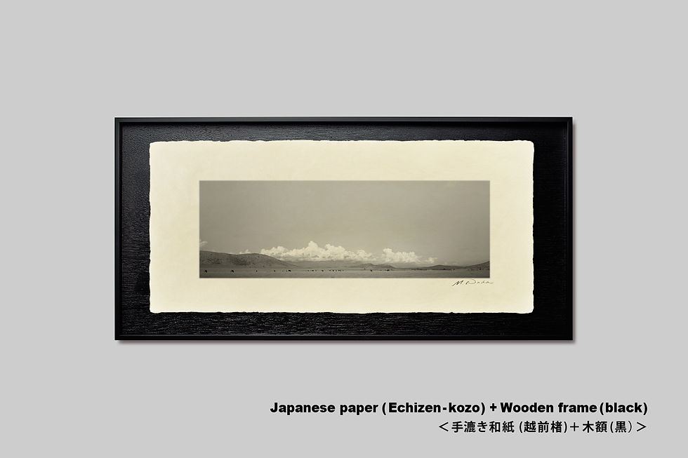サムネイル： 写真,ニューカレドニア,インテリアフォト,モノクロ,草原,空,放牧,リゾート,南の島,南国,アート,ギャラリー,IGREBOW,写真販売,横長,額入り,額装,額縁,おしゃれ,プレゼント,手漉き和紙,和モダン,和室