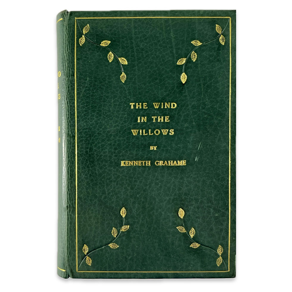 Kenneth Grahame, The Wind in the Willows, rare second edition book, bound in fine green Morocco leather