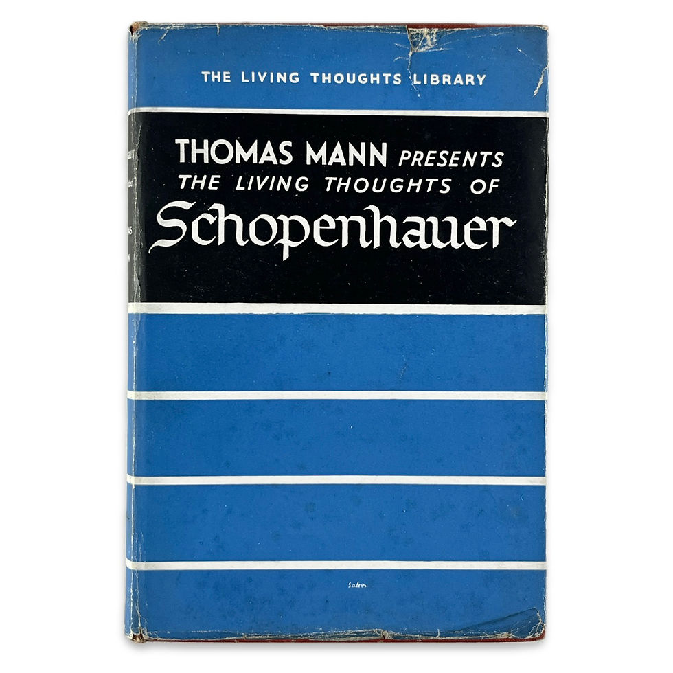 Thomas Mann The Living Thoughts of Schopenhauer full frontal view with blue dust jacket and white background