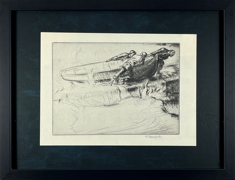 Edmund Blampied - Framed Etching - The Fisherman’s Return 1922