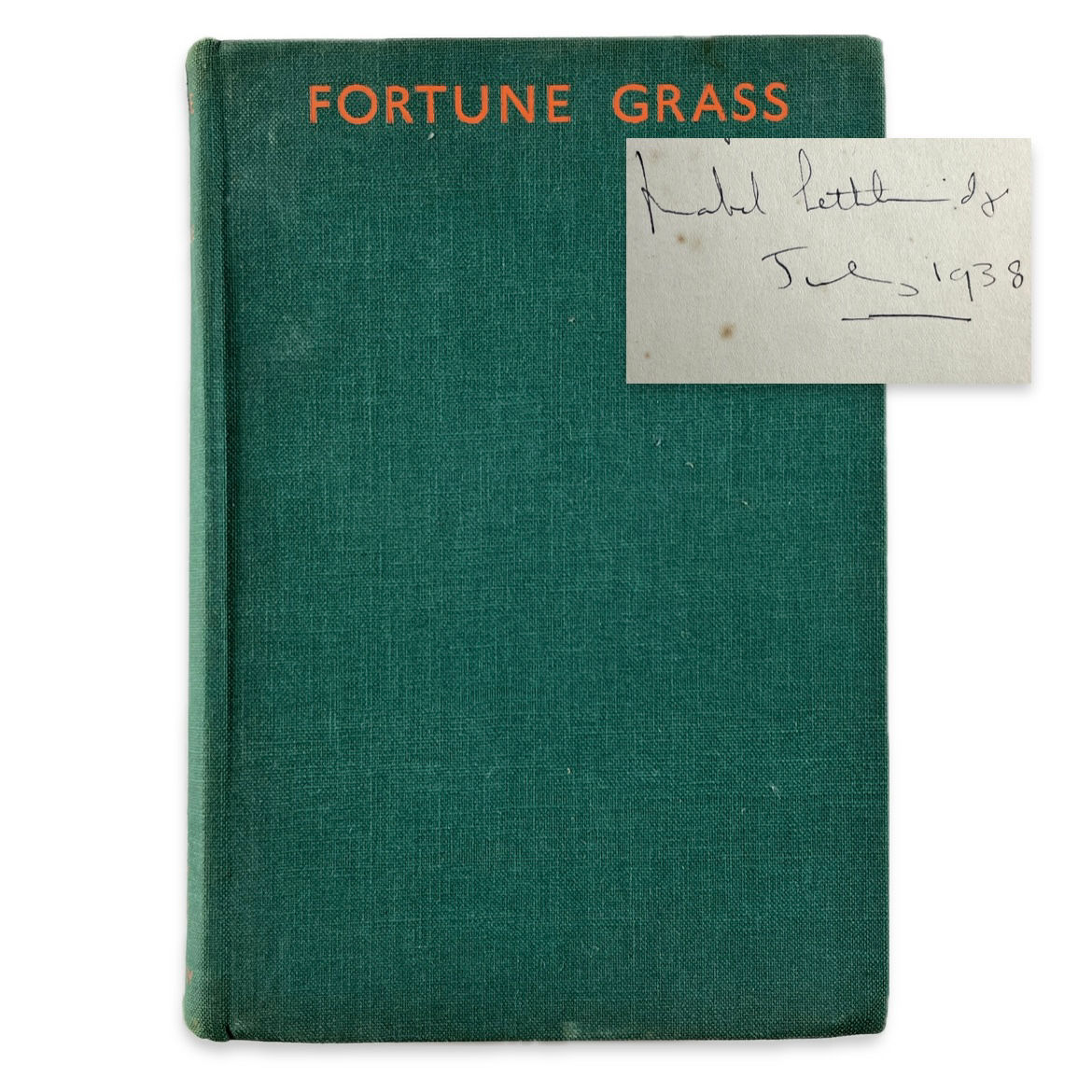 Rare signed copy of Mabel Lethbridge's Fortune Grass 1934, green cloth binding