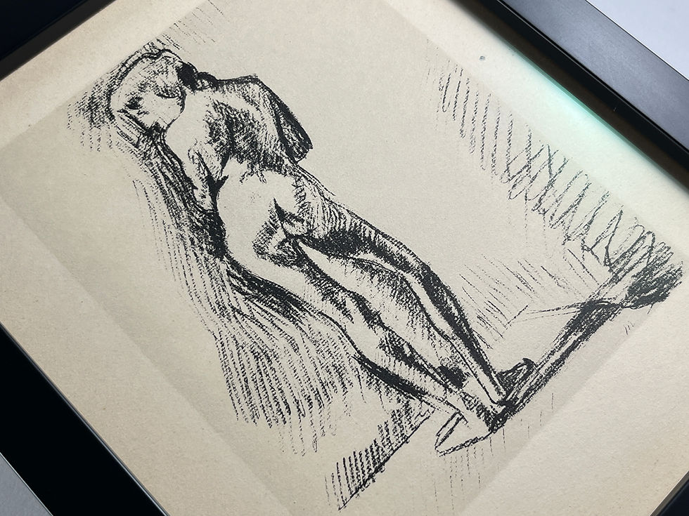 Thumbnail: Henri Matisse, standing nude, lithograph, 1925, in contemporary black wooden frame with museum glass