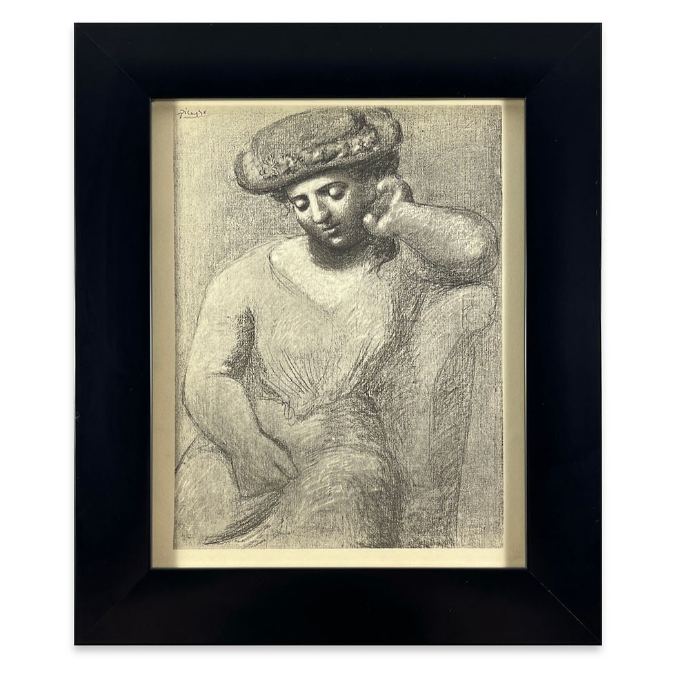 Pablo Picasso lithograph, Femme au Chapeau Assise, in contemporary black frame