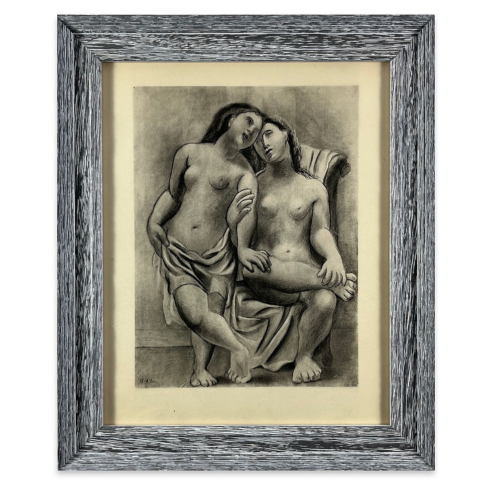 Pablo Picasso, deux femmes nues, rare collotype of 1930, contemporary wooden frame with museum glass