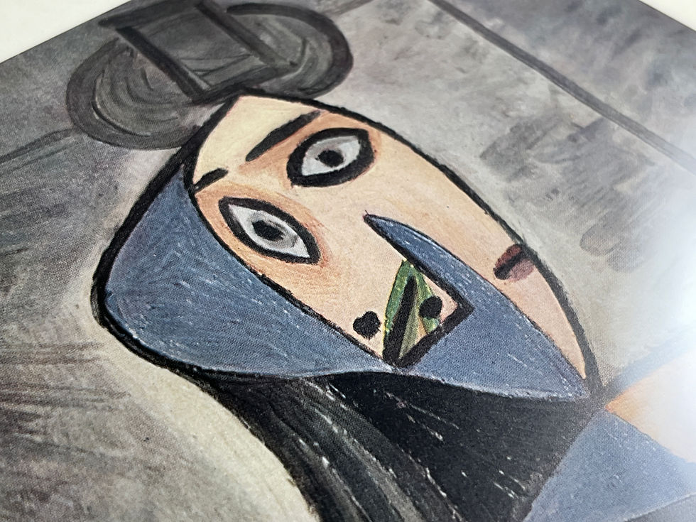 Thumbnail: Pablo Picasso, rare collotype, Femme dans un fauteuil, contemporary dark wooden frame