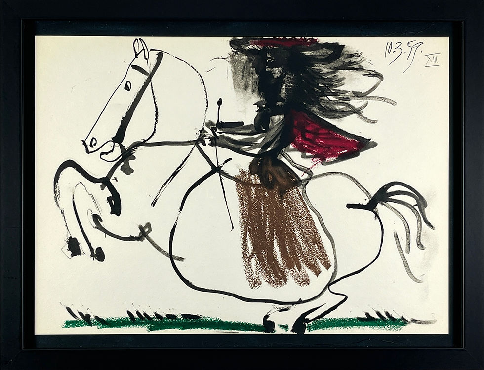 Pablo Picasso - Framed Heliogravure - Jacqueline sur un Cheval Blanc XIII 1961