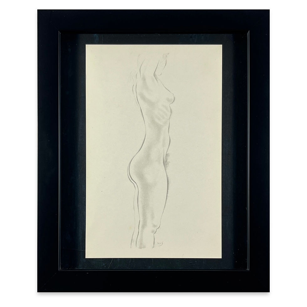 Eric Gill, rare lithographic print of drawing of a nude 1940, professionally framed with museum glass