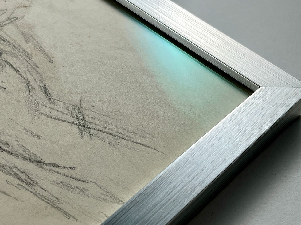 Thumbnail: Ray Fawcett, standing nude, original drawing in graphite, contemporary frame with museum glass