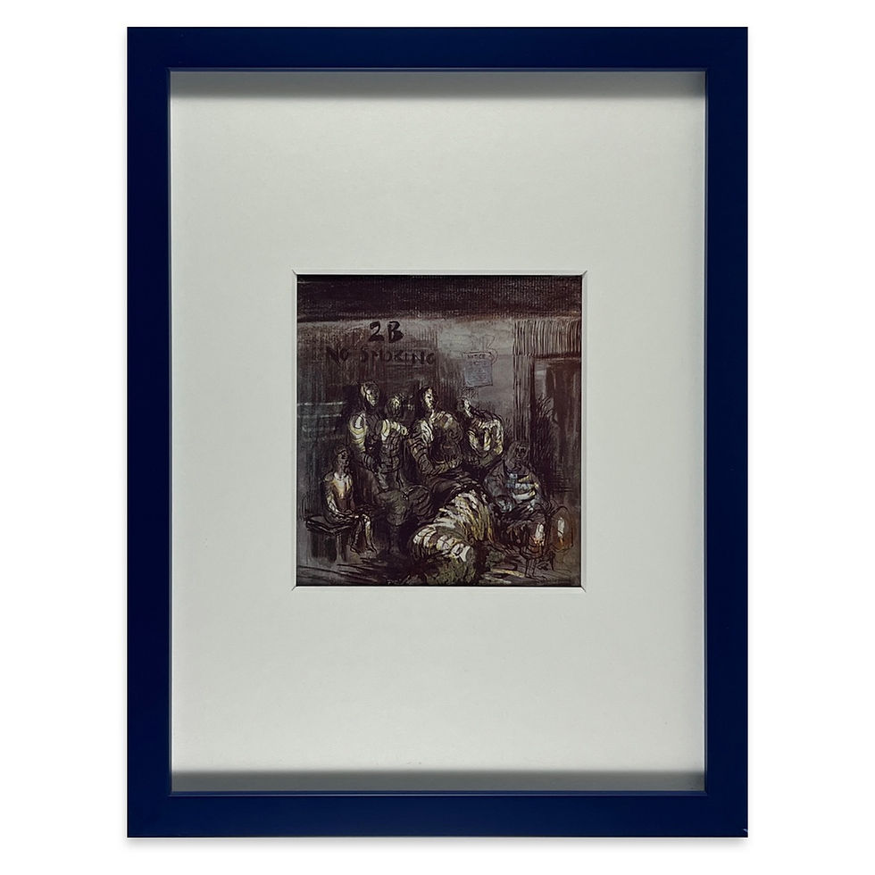Henry Moore, The Platform, rare collotype from 1944, in contemporary dark blue frame with white mount