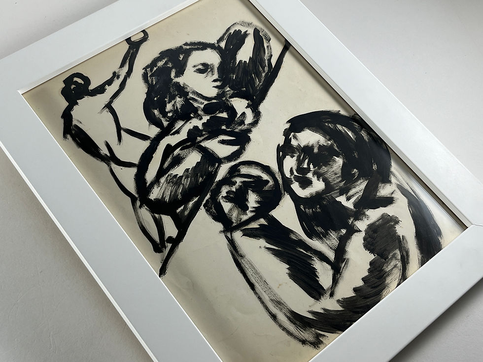 Thumbnail: Auguste-Jean Gaudin rare drawing, scene de theatre 1947, contemporary white frame