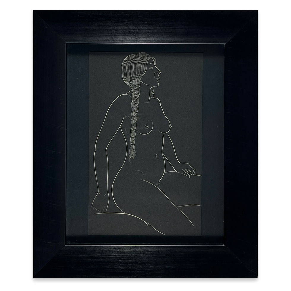 eric gill, lithograph, nude number 23, contemporary black frame