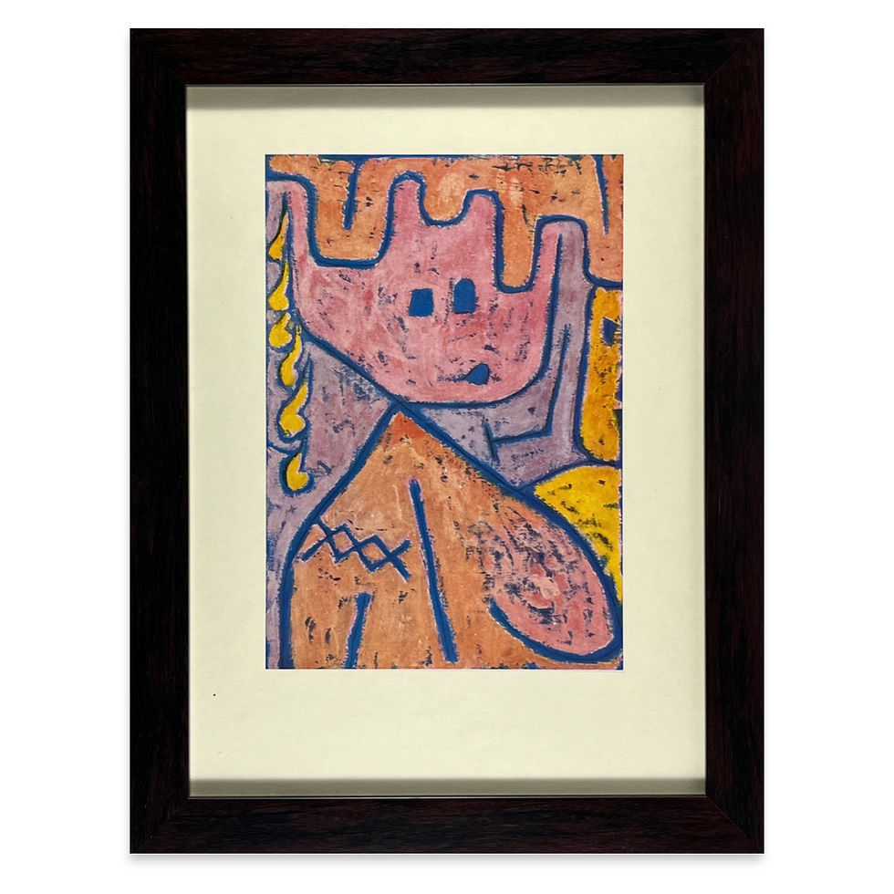 Paul Klee, Tete, fine collotype of 1946, ultra modern dark frame