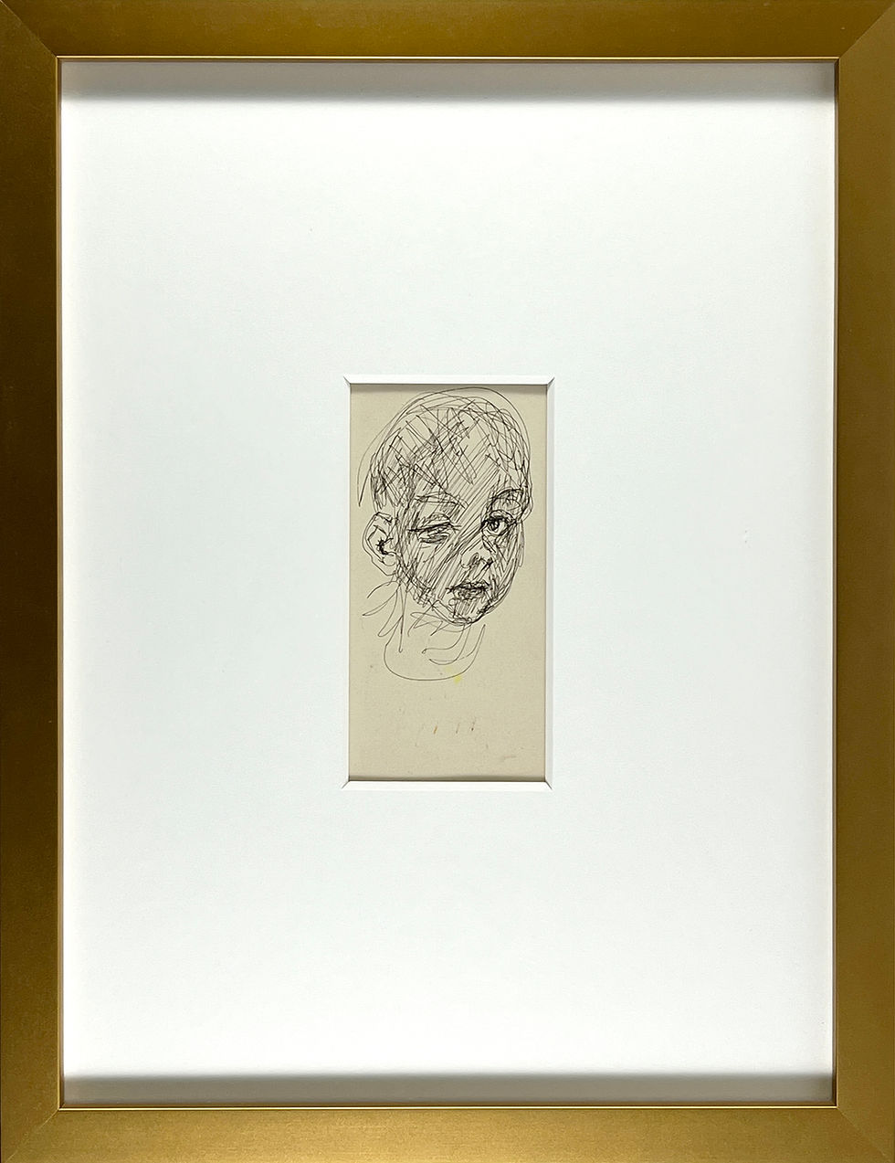 Auguste-Jean Gaudin, original ink drawing in a contemporary minimalist gold frame