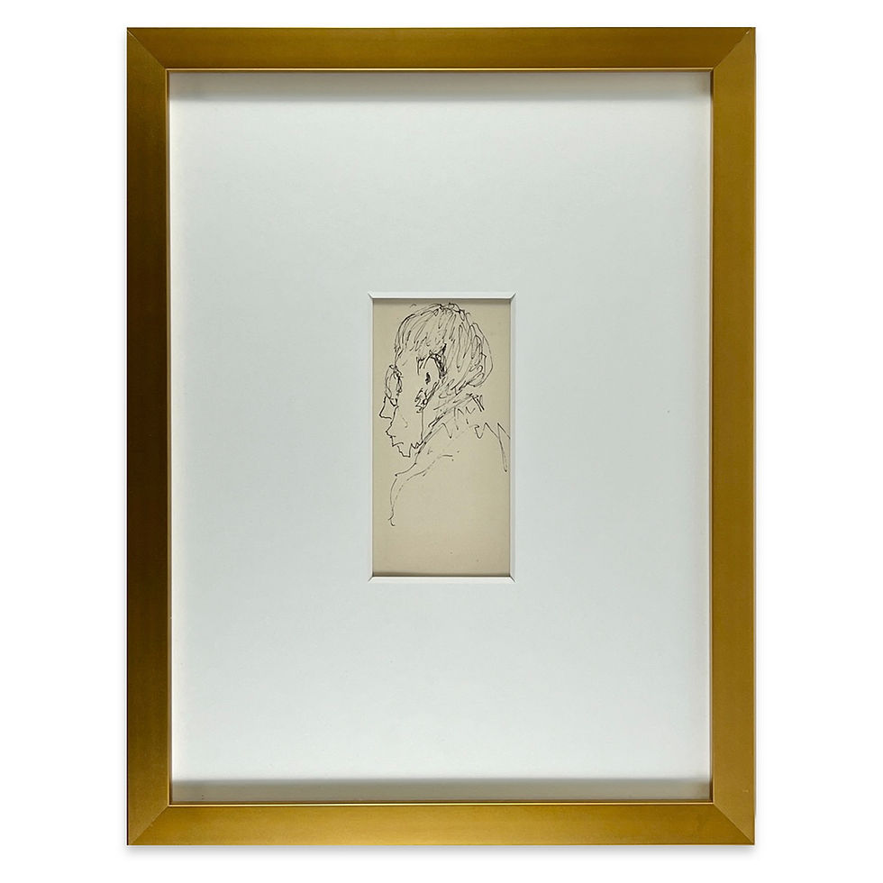 Auguste-Jean Gaudin, original ink drawing of 1947, in contemporary minimalist gold frame