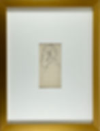 Auguste-Jean Gaudin, original ink drawing of 1947, in contemporary minimalist gold frame