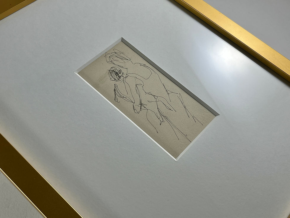Thumbnail: Auguste-Jean Gaudin, original ink drawing of 1947, in contemporary minimalist gold frame
