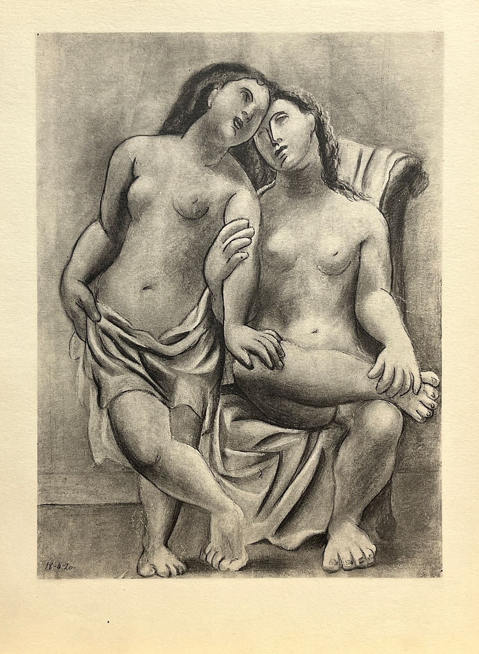 Thumbnail: Pablo Picasso, deux femmes nues, rare collotype of 1930, contemporary wooden frame with museum glass