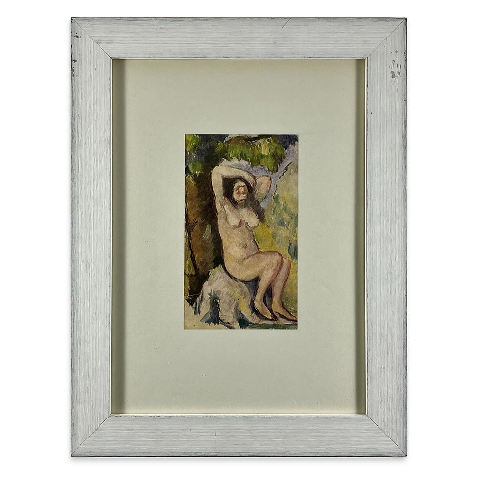 Paul Cezanne, rare collotype of Baigneuse Assise 1943, contemporary white wooden frame