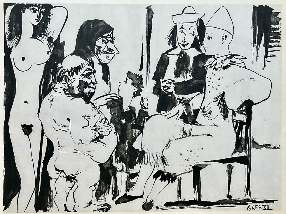 Thumbnail: Pablo Picasso, La Comedie Humaine, framed collotype printed in 1954