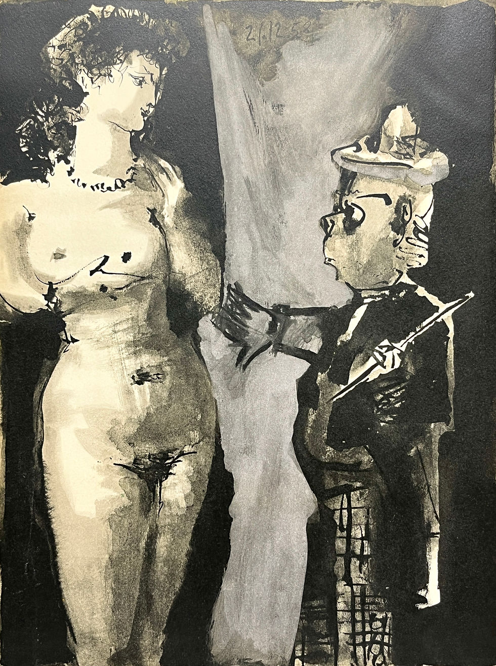 Thumbnail: Pablo Picasso, the Artist and his Model 1954, lithograph, contemporary black frame with museum glass