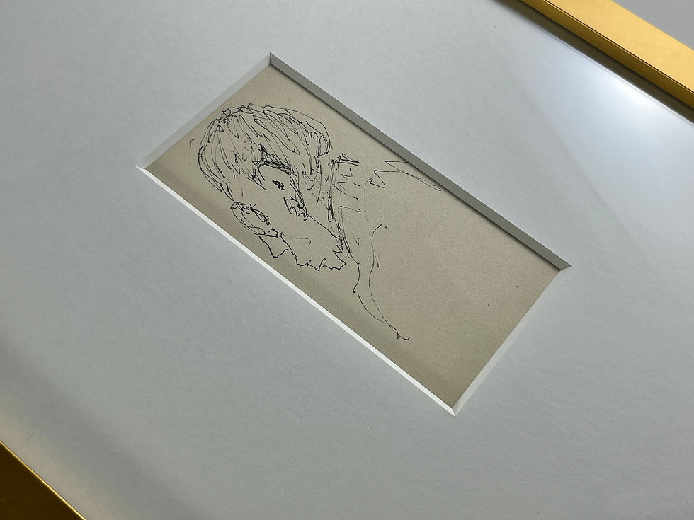 Thumbnail: Auguste-Jean Gaudin, original ink drawing of 1947, in contemporary minimalist gold frame