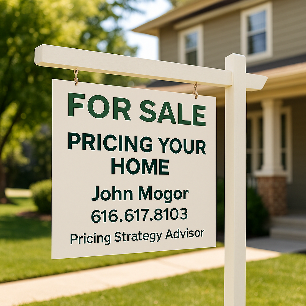 Square for sale sign in front of a home representing pricing strategy in a changing West Michigan real estate market