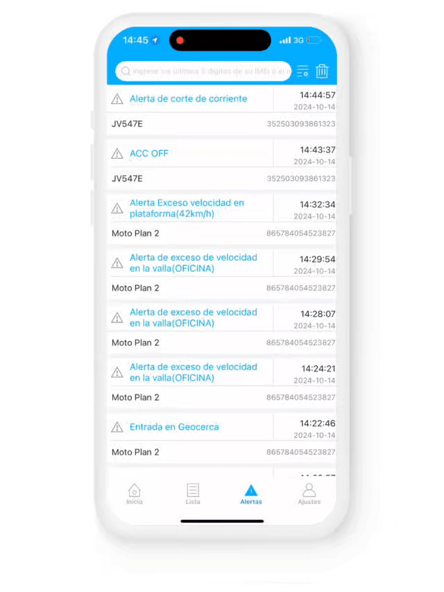 Alerta de  corte corriente o desconexión de batería tracksolid Pro EC