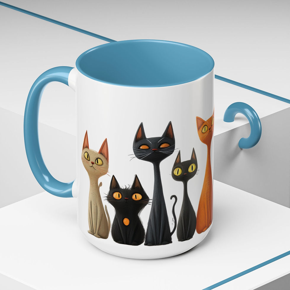 Thumbnail: Colorful Cat Mug - Cute Cartoon Cats Coffee Cup, Gift for Cat Lovers