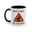 Thumbnail: ceramic mug with black handle and interior, featuring a witch tripping over a pumpkin and the phrase “Witches Be Trippin.”