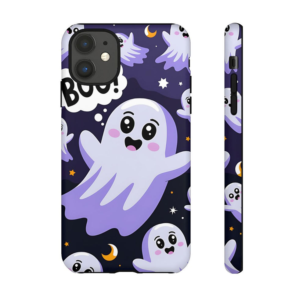 Thumbnail: Cute Ghost Boo Phone Case, Spooky Halloween Ghosts Design, Adorable Ghosts Pattern, Fun Halloween Phone Cover, Spooky Ghost
