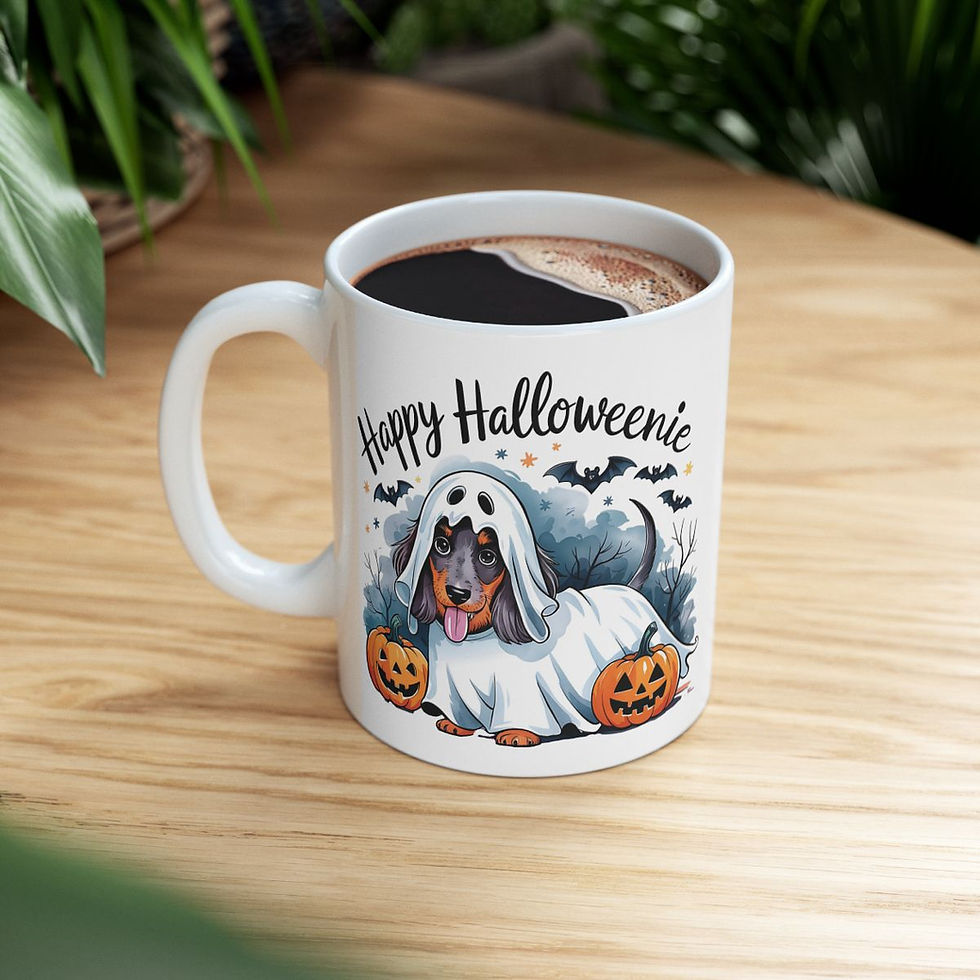 Thumbnail: Happy Halloweenie Dachshund Mug Cute Dog Lover Halloween Coffee Cup, Funny Gift