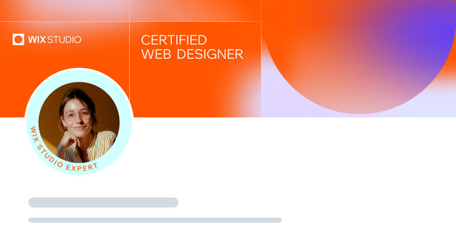 Certified Web Designer profile display with Wix Studio expert badge and user photo