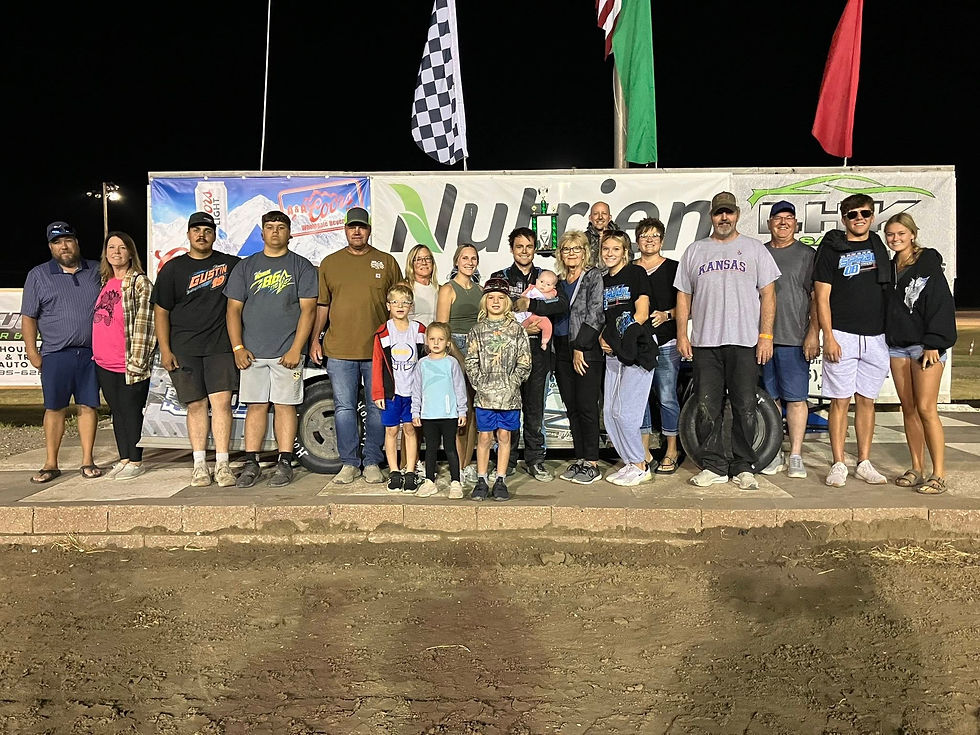 A picture of Dakota Sproul in victory lane! Photo courtesy of Carl Red Larson!