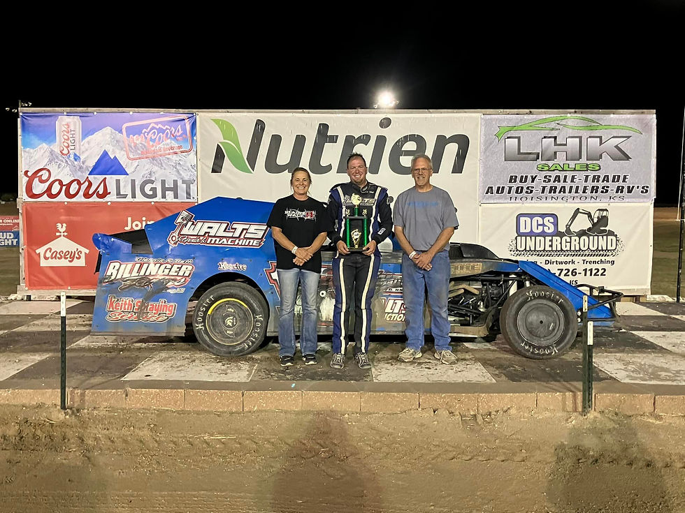 A picture of Blaine Walt celebrating in victory lane!