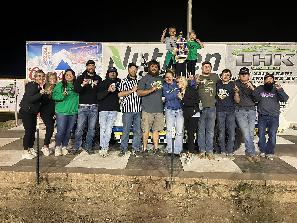 A picture of Zach Olmstead in victory lane!