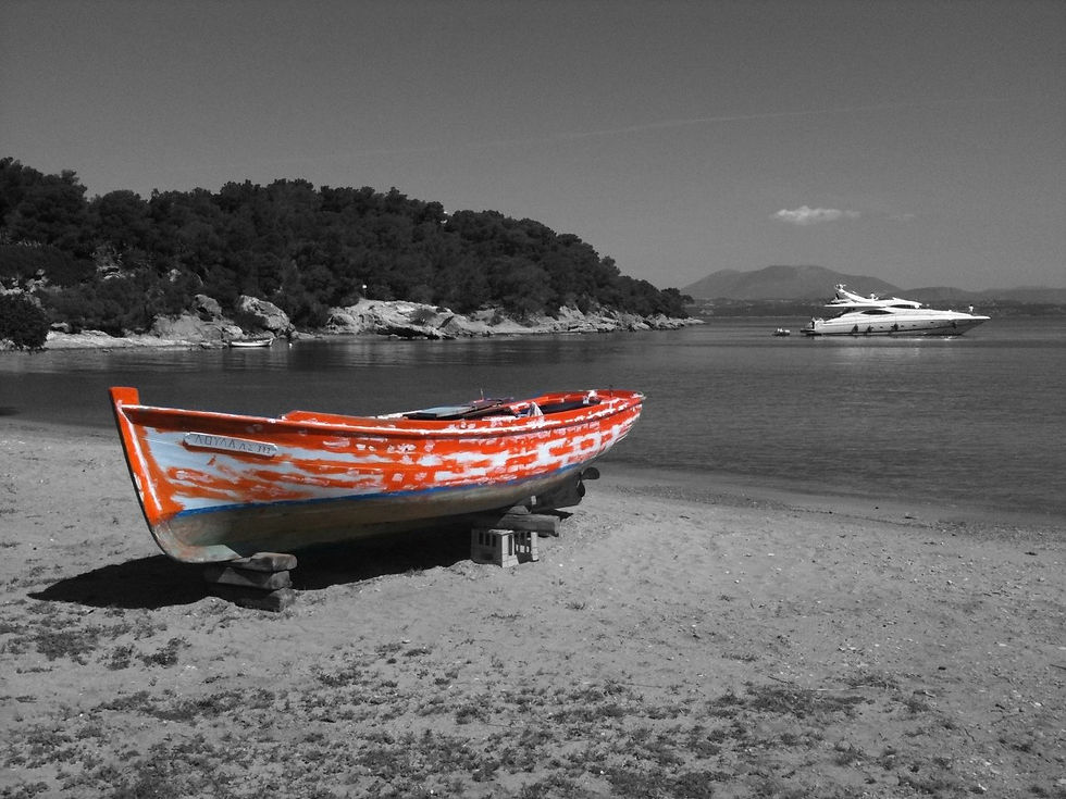 Fishing boat out of water