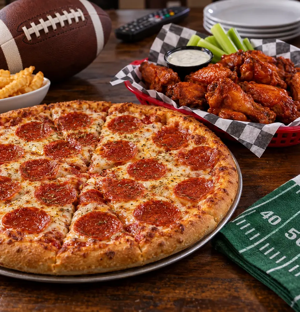 Pizza and chicken wings for football party food in Quakertown PA from Rossi's Pizza