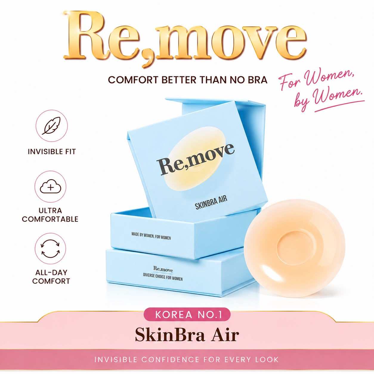 Re,move SkinBra Air Korea No.1 Invisible Silicone Nipple Cover Ultra Thin 0.4mm