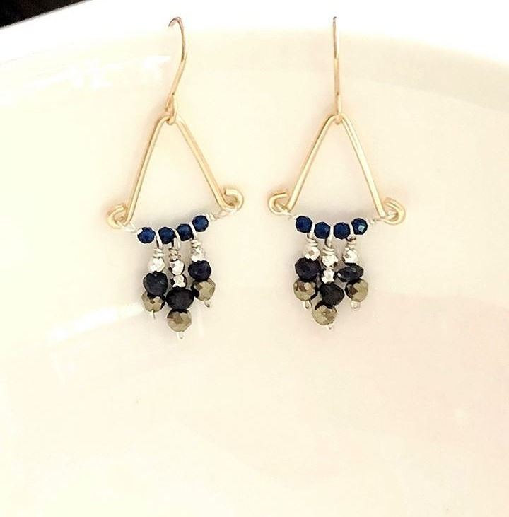 Thumbnail: Blue Quartz, Silver Pyrite, Sapphire and Pyrite in Sterling and Gold